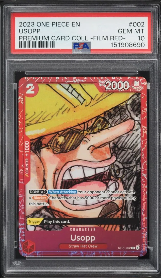2023 #ST01-002 Usopp PSA 10 One Piece Premium Card Collection Film Red