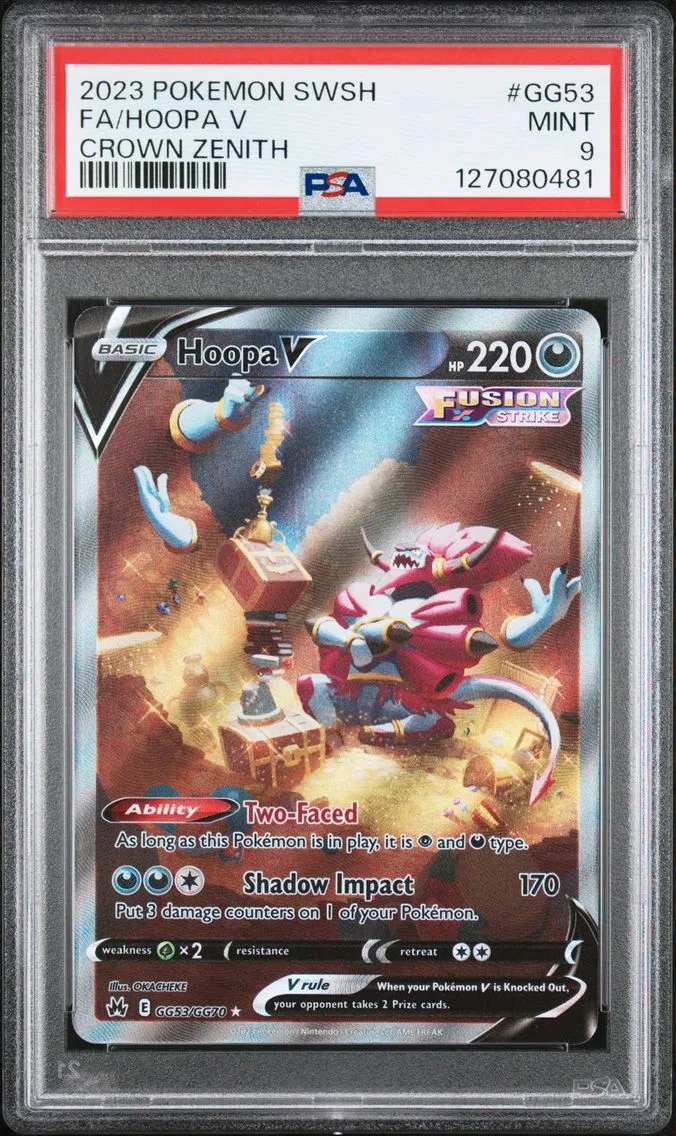 2023 #GG53 Full Art/Hoopa V PSA 9 Sword and Shield Crown Zenith Pokemon