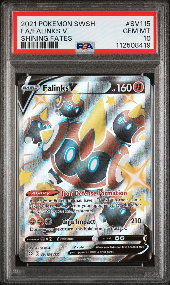 2021 #SV115 Full Art/Falinks V PSA 10 Sword & Shield Shining Fates Pokemon
