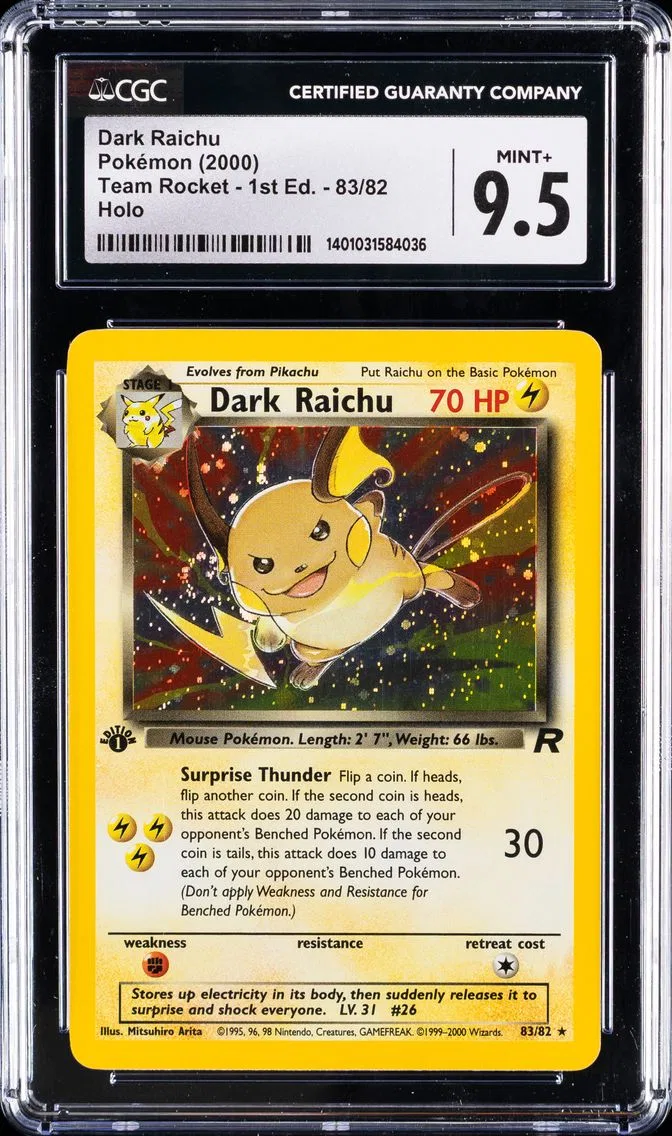 2000 #83 Dark Raichu-Holo 1st Edition CGC 9.5 Rocket Pokemon
