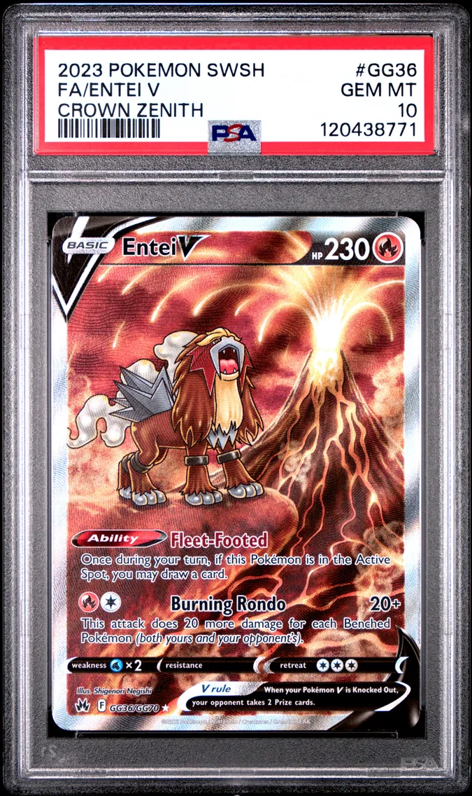 2023 #GG36 Full Art/Entei V PSA 10 Sword and Shield Crown Zenith