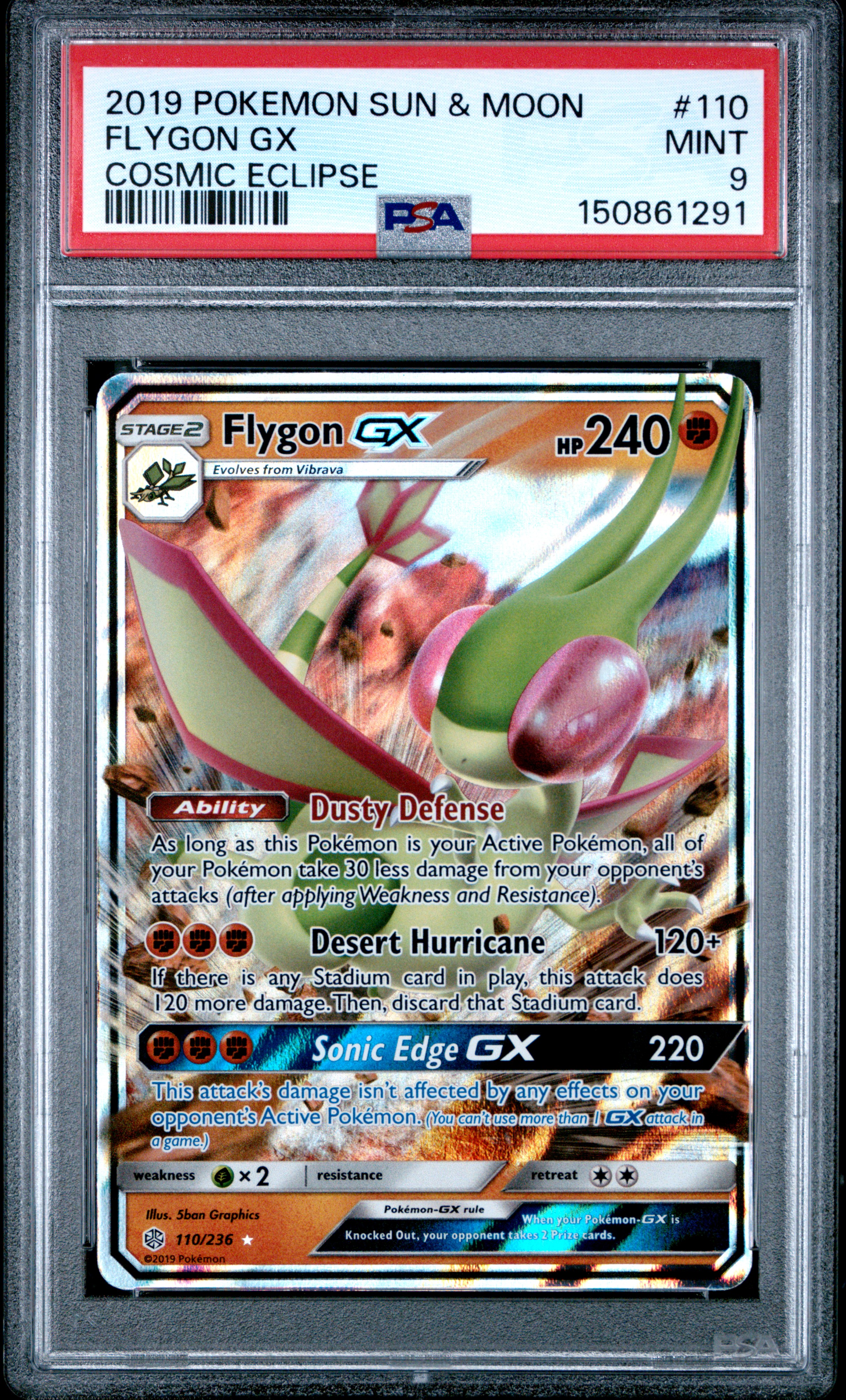 2019 #110 Flygon Gx PSA 9 Sun & Moon Cosmic Eclipse