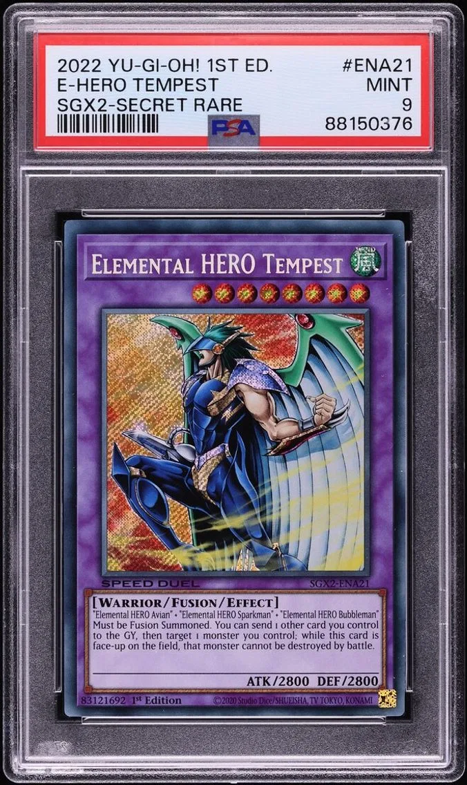 2022 #ENA21 E-Hero Tempest  PSA 9 Yu-Gi-Oh! Speed Duel Gx Midterm Paradox Sgx2 Secret Rare