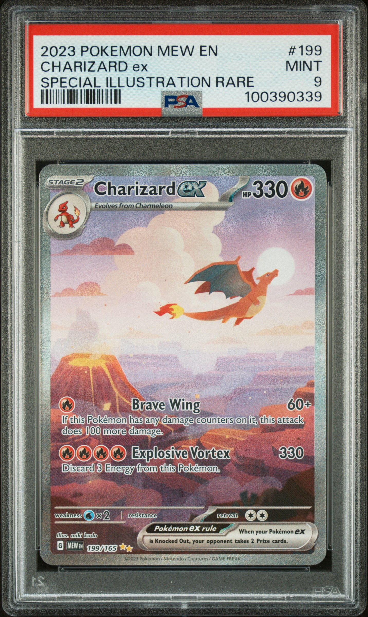 2023 #199 Charizard Ex PSA 9 Mew En-151