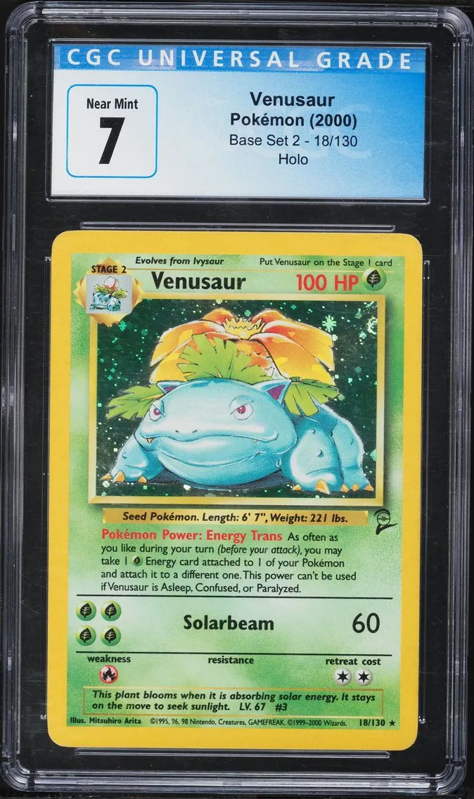 2000 #18 Venusaur-Holo CGC 7 Game Base II Pokemon