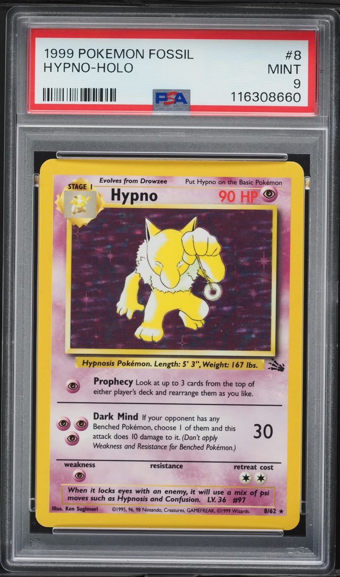 1999 #8 Hypno-Holo PSA 9 Fossil Pokemon