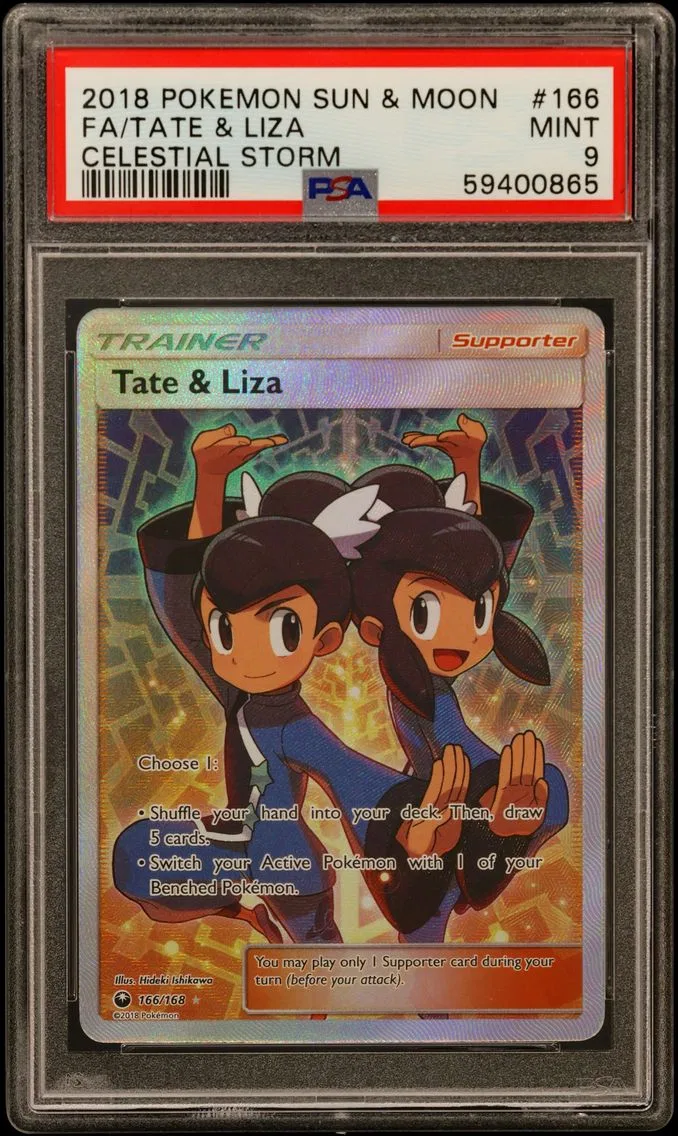 2018 #166 Full Art/Tate & Liza PSA 9 Sun & Moon Celestial Storm