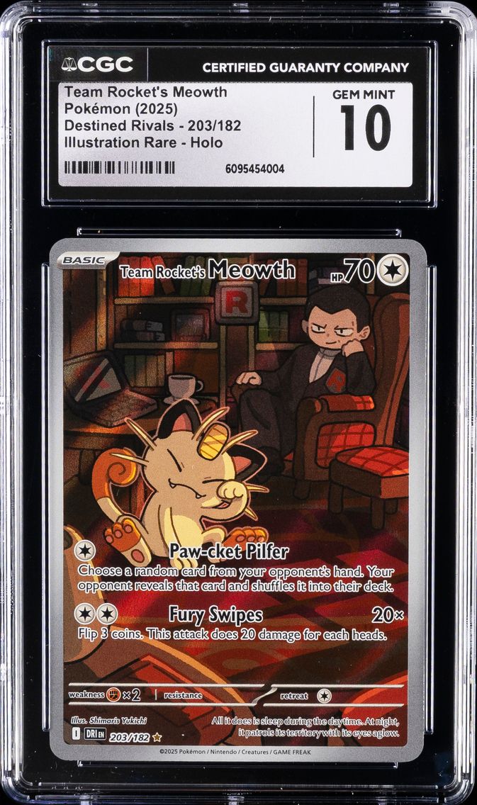 2025 #203 Team Rocket's Meowth CGC 10 Dri EN-Destined Rivals Pokemon