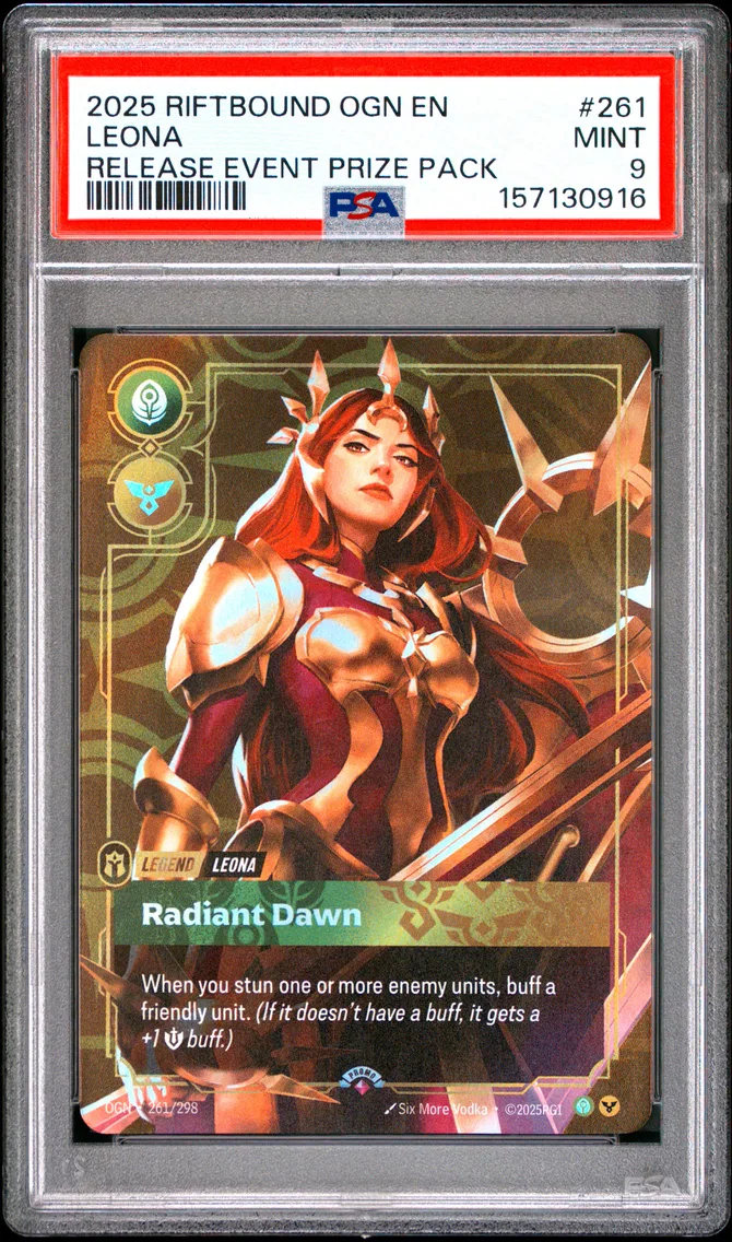 2025 #261 Leona - Radiant Dawn PSA 9 Riftbound: League of Legends Ogn-Origins