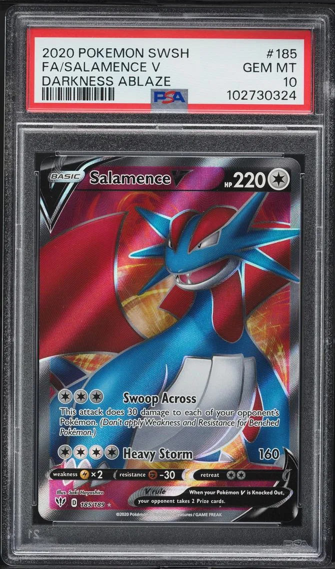 2020 #185 Full Art/Salamence V PSA 10 Sword & Shield Darkness Ablaze Pokemon