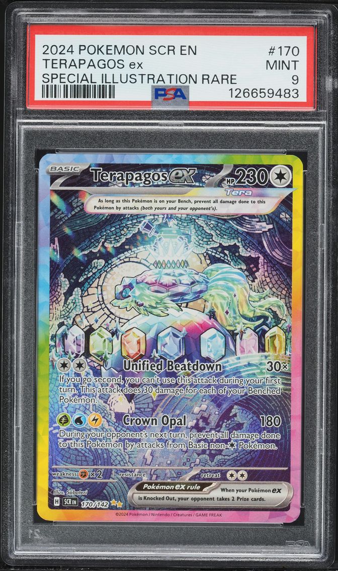 2024 #170 Terapagos EX PSA 9 Scr EN-Stellar Crown Pokemon