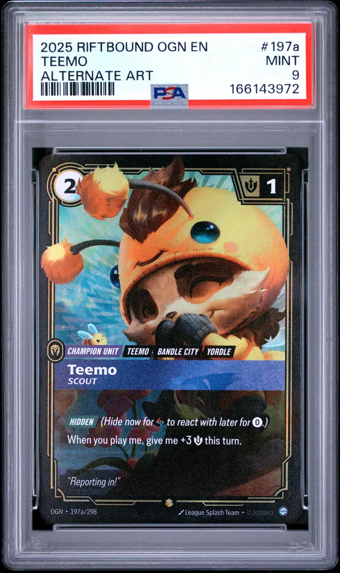 2025 #197a Teemo - Scout PSA 9 Riftbound: League of Legends Ogn-Origins