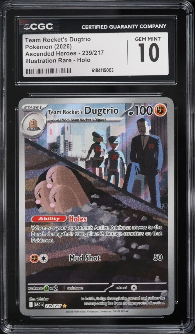 2026 #239 Team Rocket's Dugtrio CGC 10 Pokemon Mega Evolution Ascended Heroes IR