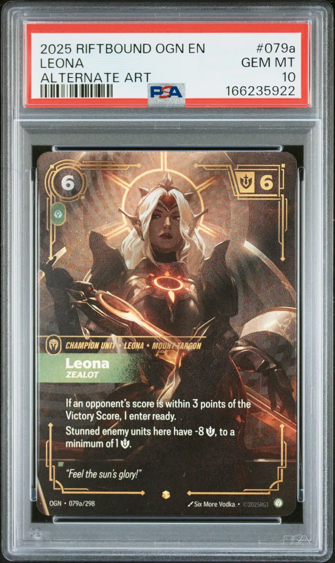 2025 #079a Leona - Zealot PSA 10 Riftbound: League of Legends Ogn-Origins