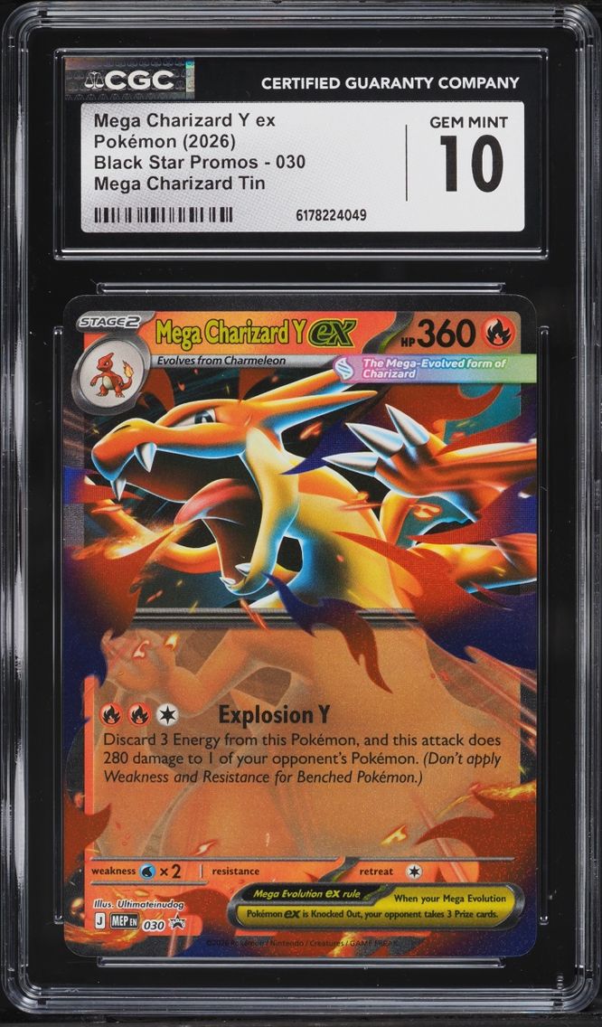 2026 Pokemon Mega Evolution Black Star Promo Tin Mega Charizard Y Ex #30 CGC 10 GEM MINT