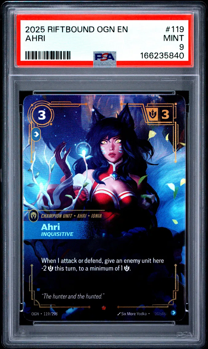 2025 #119 Ahri - Inquisitive PSA 9 Riftbound: League of Legends Ogn-Origins