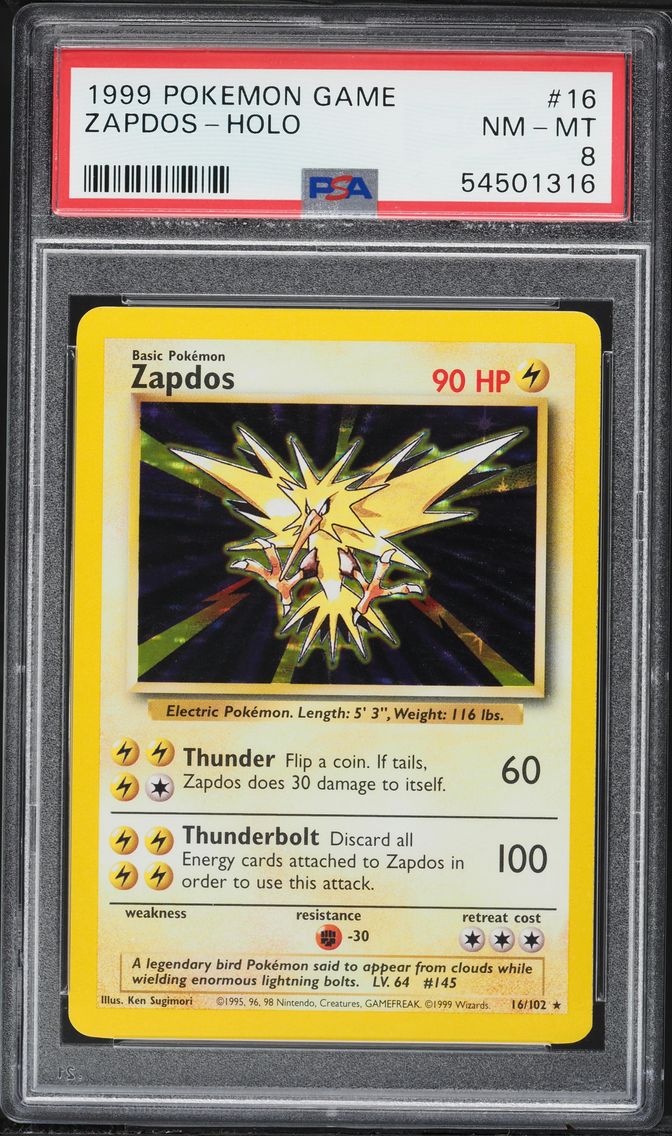 1999 #16 Zapdos-Holo PSA 8 Game Pokemon