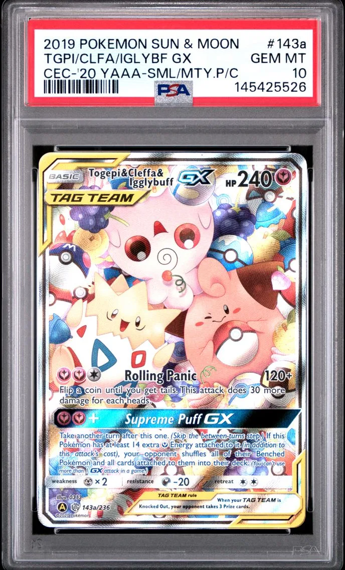 2019 #143a Togepi & Cleffa & Igglybuff GX PSA 10 Sun & Moon Cosmic Eclipse