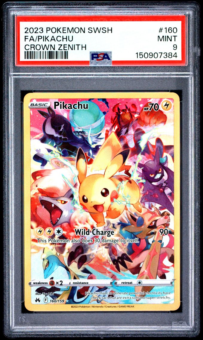 2023 #160 Full Art/Pikachu PSA 9 Sword and Shield Crown Zenith