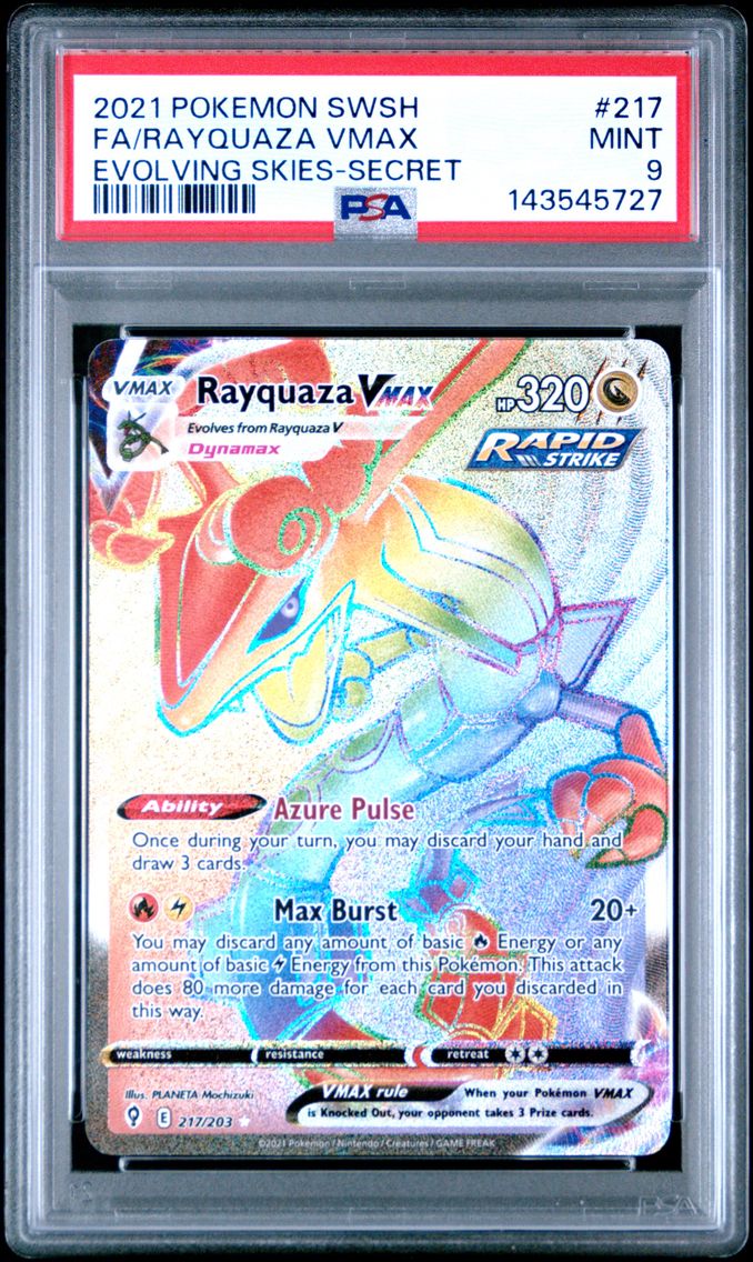 2021 #217 Full Art/Rayquaza Vmax PSA 9 Sword & Shield Evolving Skies Pokemon
