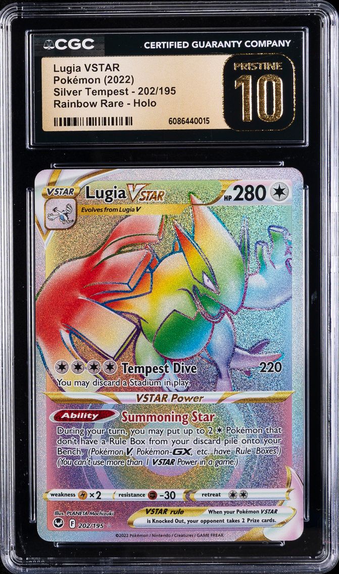2022 #202 Full Art/Lugia Vstar CGC 10 Pristine Sword & Shield Silver Tempest Pokemon