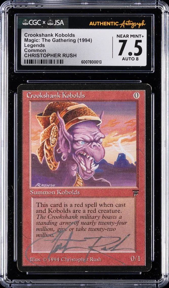 1994 #NA Crookshank Kobolds CGC 7.5 Magic: The Gathering - Legends | Christopher Rush Sig.