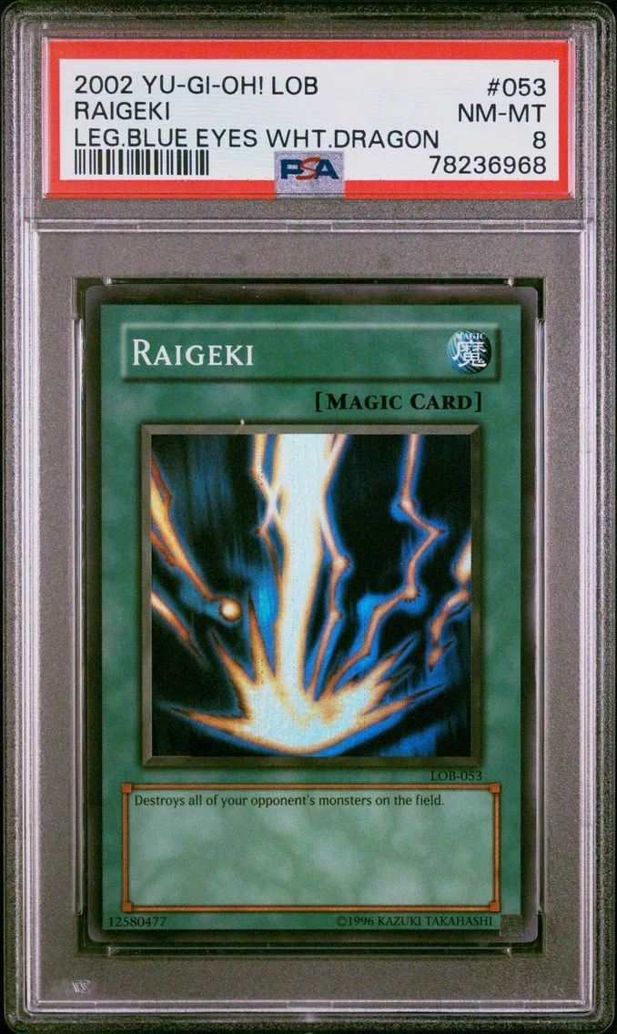 2002 #053 Raigeki PSA 8 YU-GI-Oh! Lob-Legend of Blue Eyes White Dragon