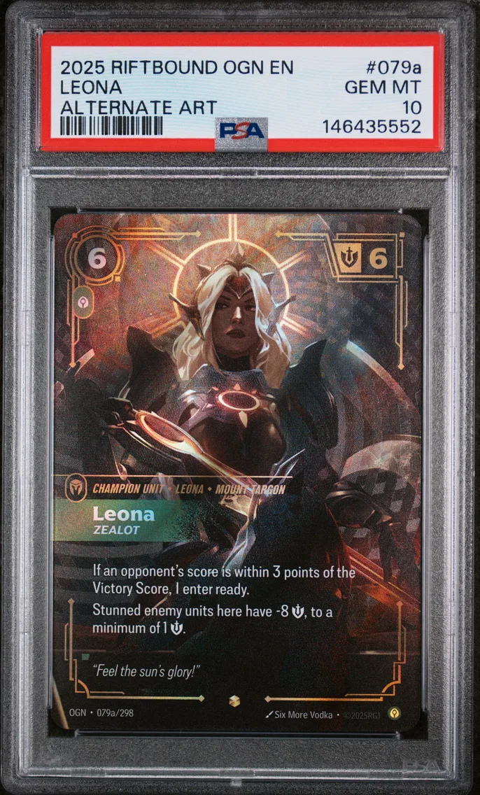 2025 #079a Leona - Zealot PSA 10 Riftbound: League of Legends Ogn-Origins