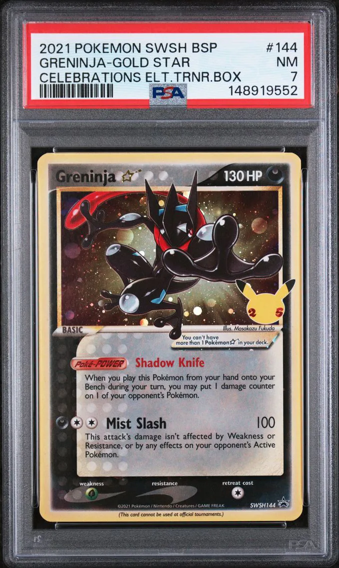 2021 #144 Greninja-Gold Star PSA 7 Swsh Black Star Promo