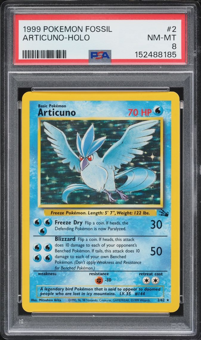 1999 #2 Fossil Holo Articuno NM-MT PSA 8 Pokemon