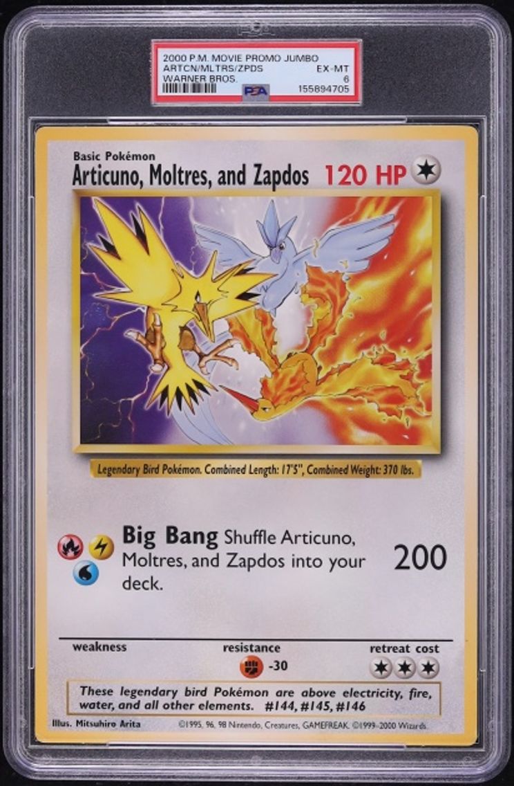2000 #NA Game Movie Warner Bros. Articuno Moltres Zapdos EXMT PSA 6 Pokemon