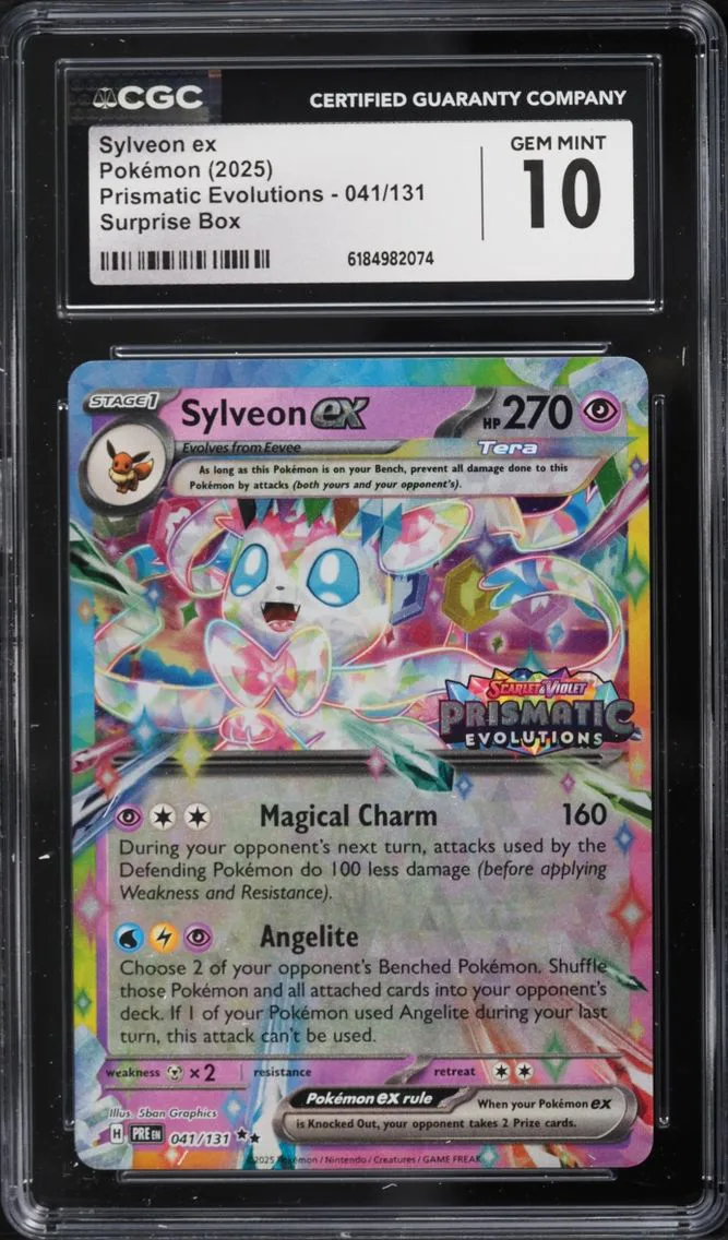 2025 #41 Sylveon ex CGC 10 Pokemon SV Prismatic Evolutions Surprise Box Holo