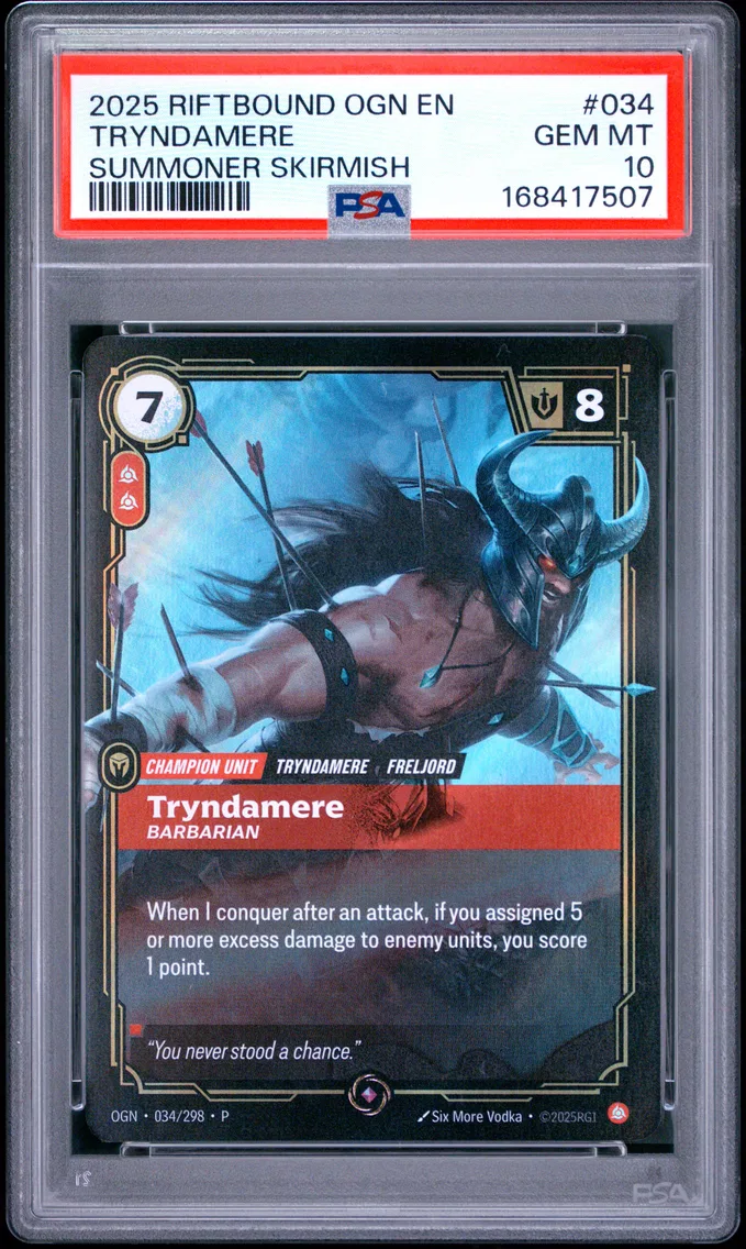 2025 #034 Tryndamere - Barbarian PSA 10 Riftbound: League of Legends Ogn-Origins