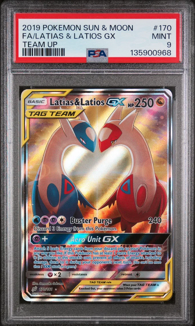 2019 #170 Full Art/Latias & Latios GX PSA 9 Sun & Moon Team Up