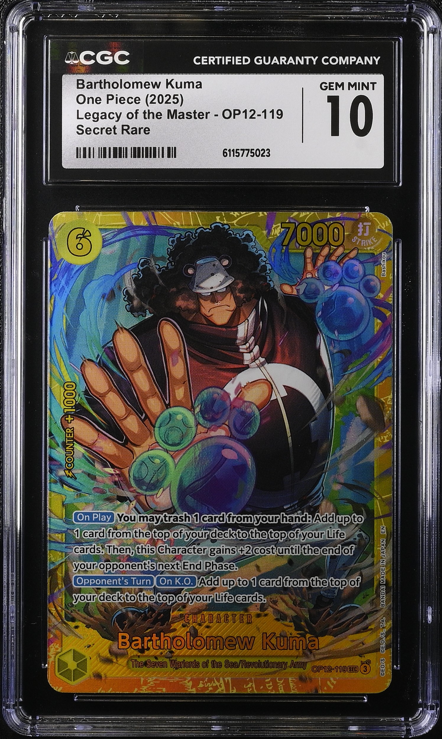 2025 #Op12-119 Bartholomew Kuma CGC 10 Legacy Of The Master (Op12) - English