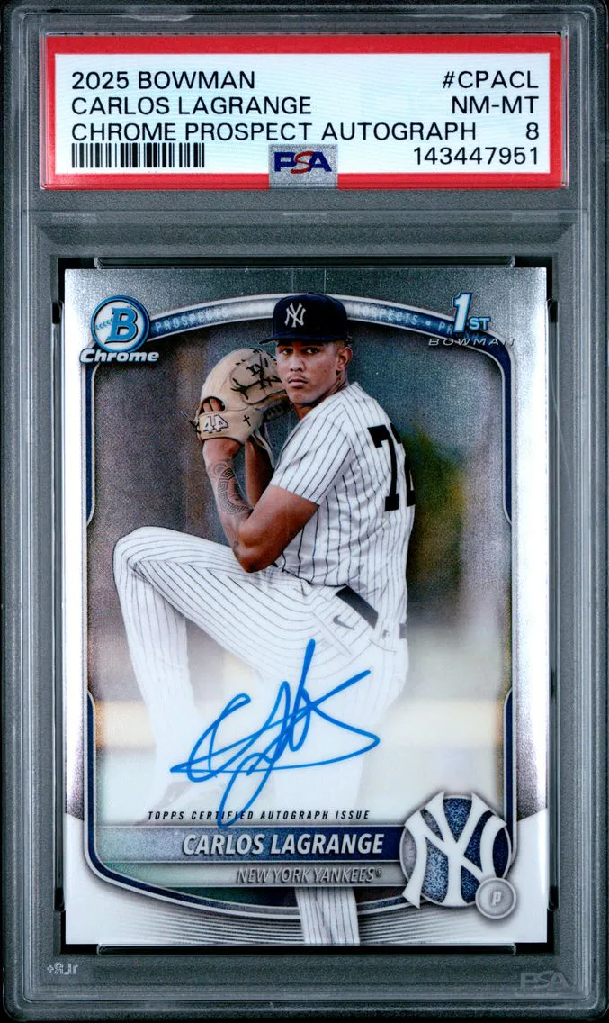 2025 #CPACL CARLOS LAGRANGE PSA 8 Bowman Chrome Prospect Autographs