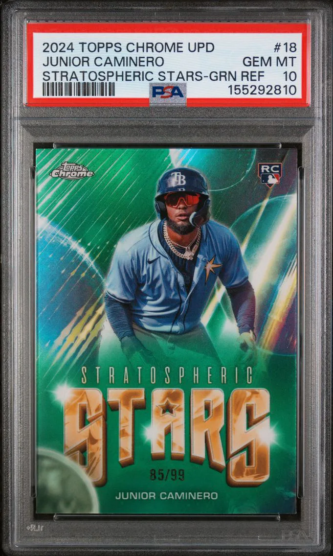 2024 #18 Junior Caminero PSA 10 Topps Chrome Update Stratospheric Stars