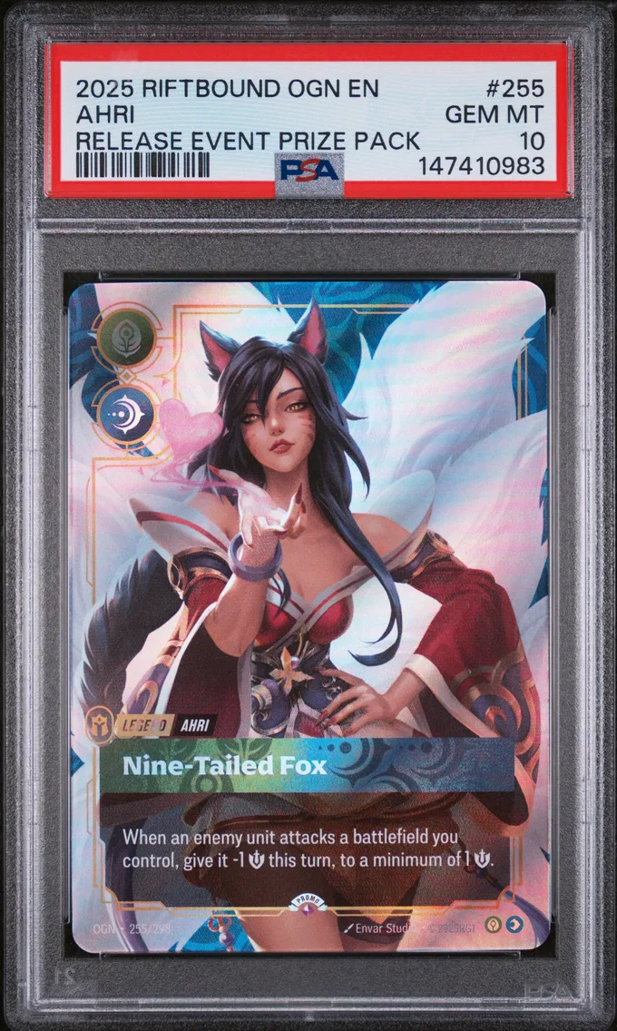 2025 #255 Ahri - Nine-Tailed Fox PSA 10 Riftbound: League of Legends Ogn-Origins