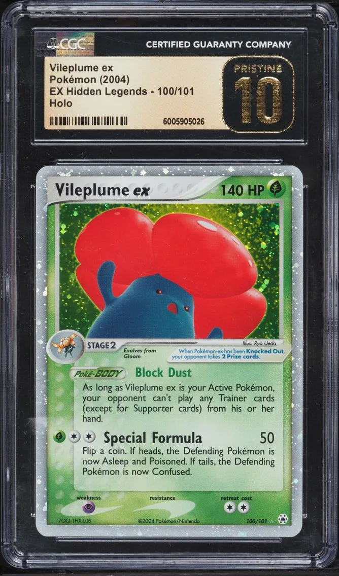 2004 Pokemon EX Hidden Legends Holo Vileplume Ex #100 CGC 10 PRISTINE