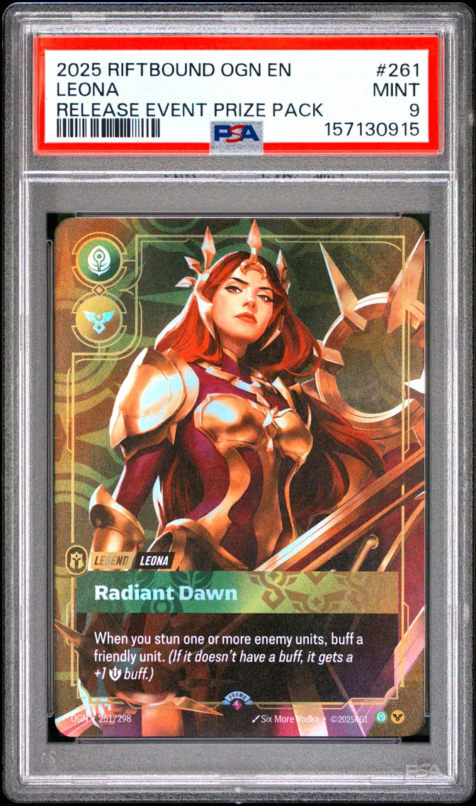 2025 #261 Leona - Radiant Dawn PSA 9 Riftbound: League of Legends Ogn-Origins