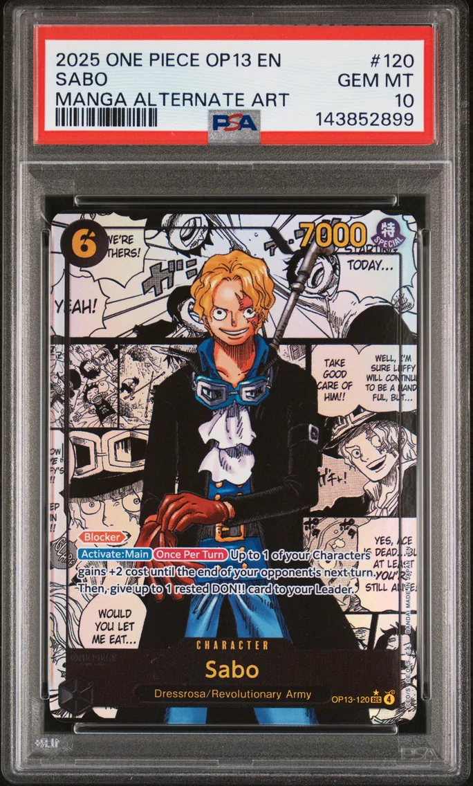 2025 #120 Sabo PSA 10 One Piece OP13-Carrying on His Will