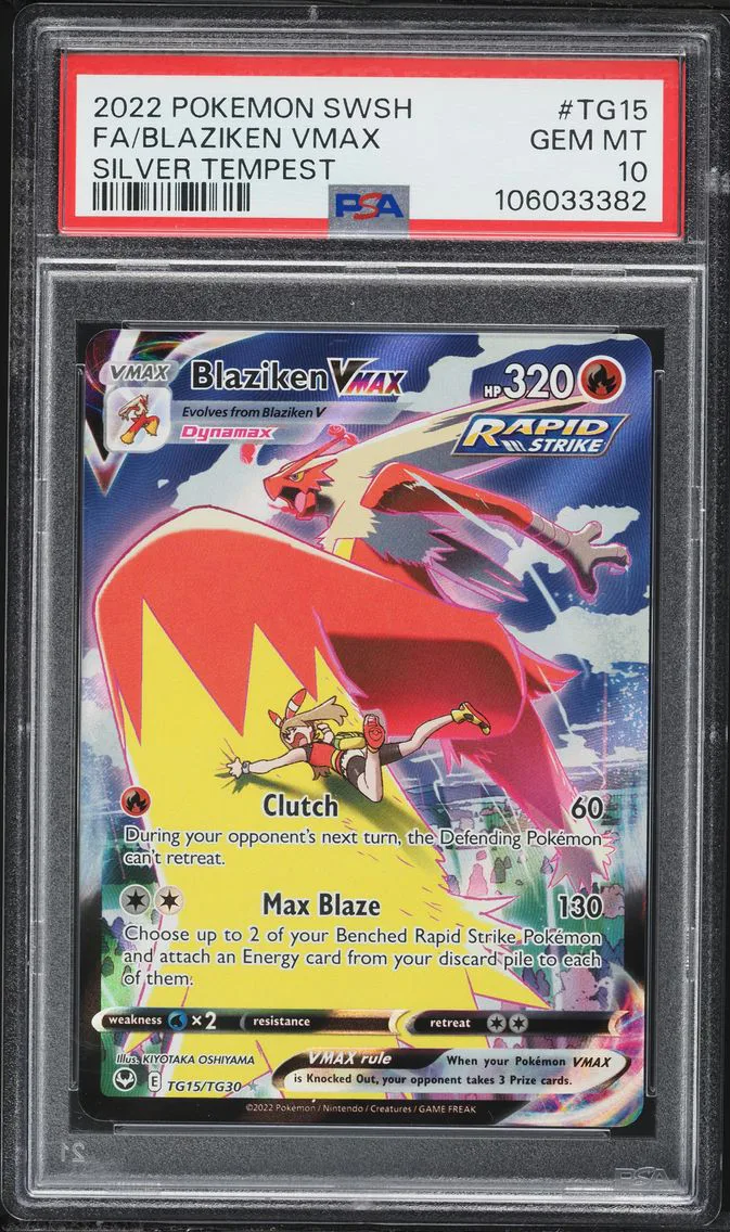 2022 #TG15 Full Art/Blaziken Vmax PSA 10 Sword & Shield Silver Tempest Pokemon
