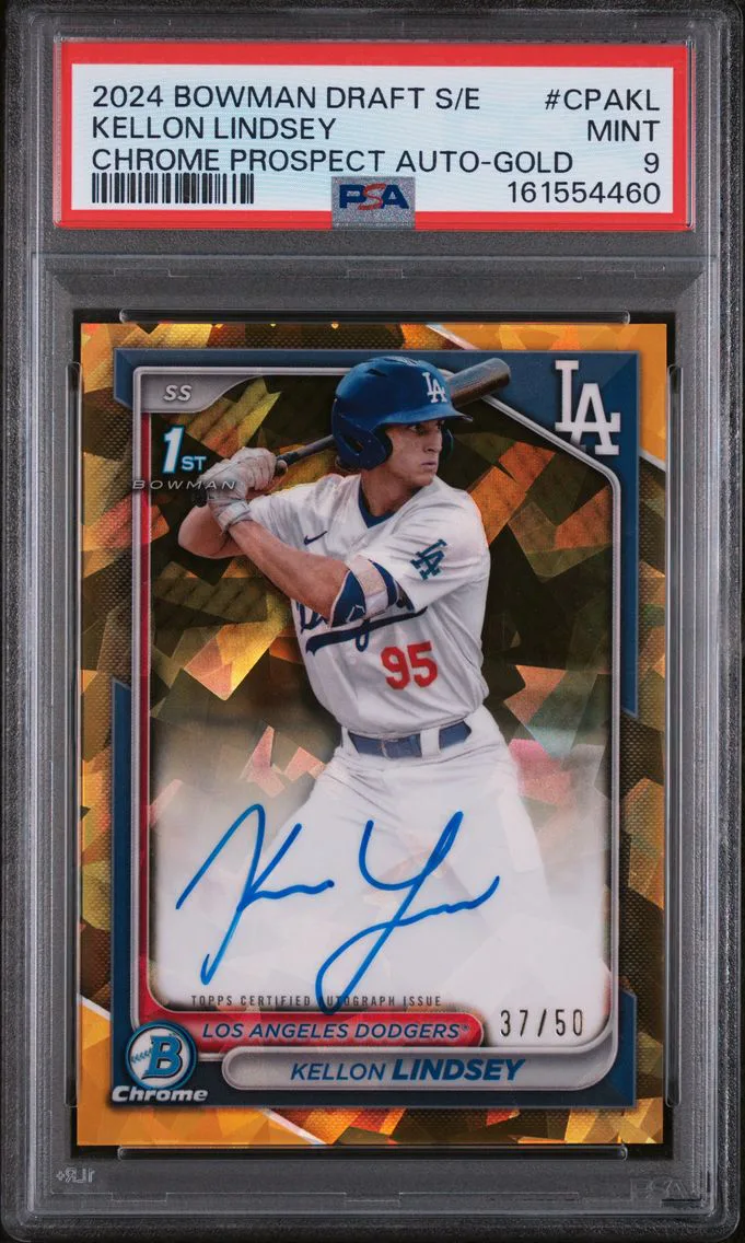 2024 #CPAKL Kellon Lindsey PSA 9 Bowman Draft Sapphire Edition Chrome Sapphire Prospect Autographs