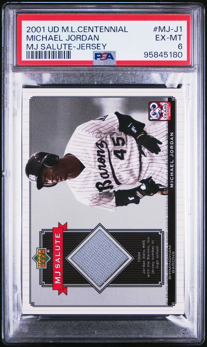 2001 #MJ-J1 Michael Jordan PSA 6 Upper Deck Minor League Centennial Michael Jordan Salute Bat/Uniform