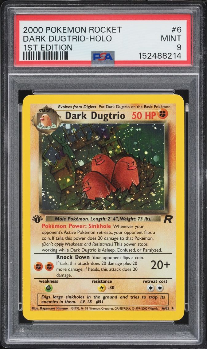 2000 #6 Team Rocket 1st Edition Holo Dark Dugtrio MINT PSA 9 Pokemon