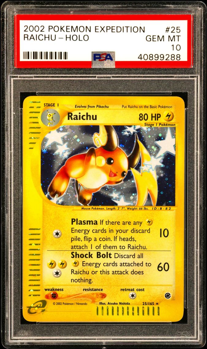 2002 #25 Raichu-Holo PSA 10 Expe