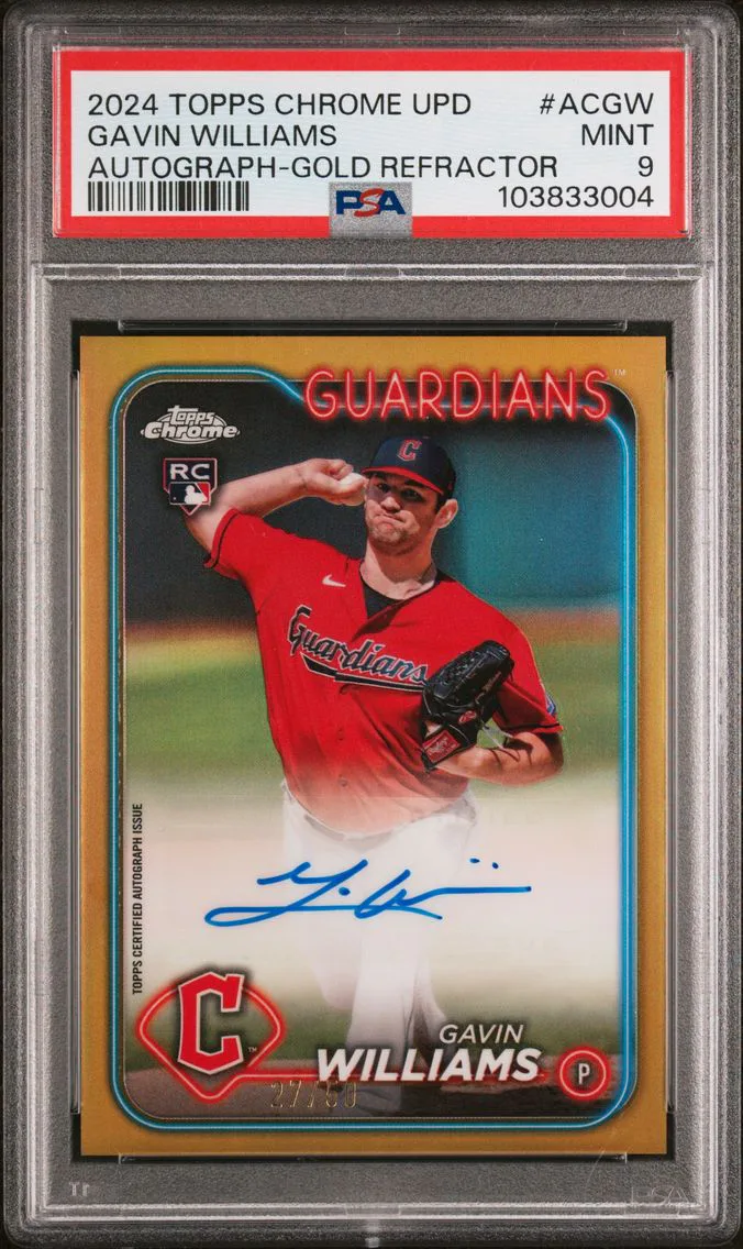 2024 #ACGW Gavin Williams PSA 9 Topps Chrome Update Chrome Baseball Update Series Autographs