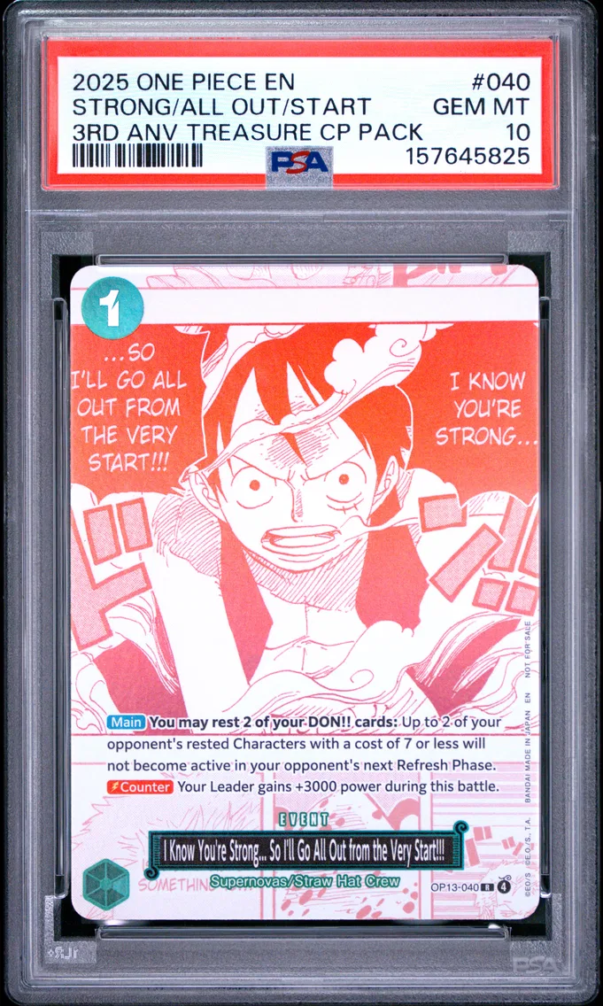2025 #040 I Know You're Strong... So I'll Go All Out From the Very Start!!! PSA 10 One Piece 3rd Anniversary! One Piece Card Treasure Campaign Pack