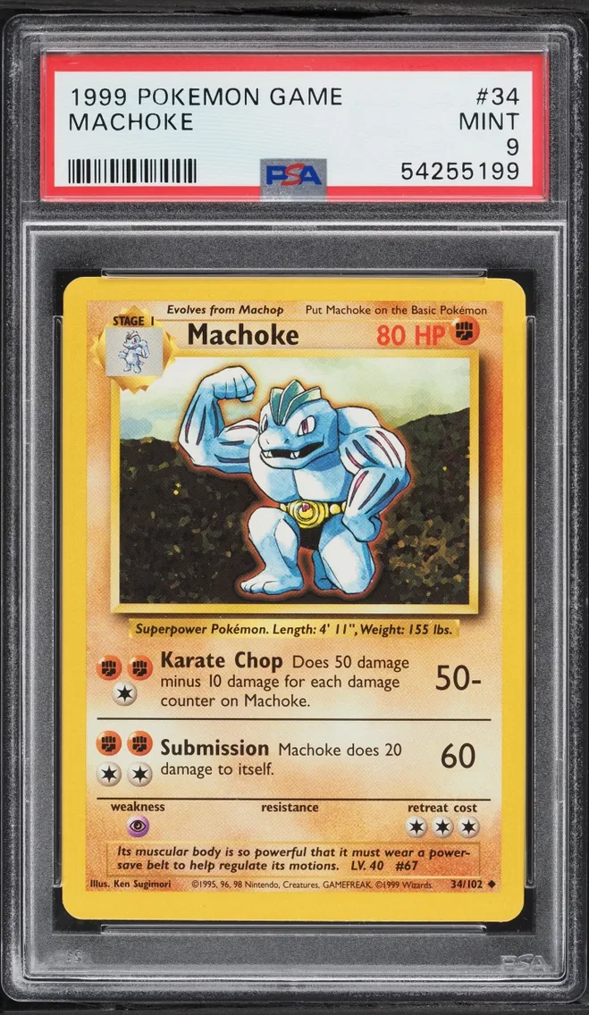 1999 #34 Base Set Machoke MINT PSA 9 Pokemon