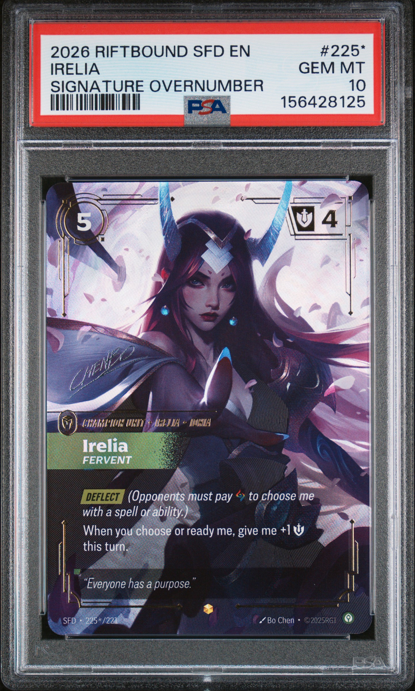 2026 #225* Irelia - Fervent PSA 10 Riftbound: League Of Legends Sfd-Spiritforged